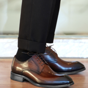 Men's Business Casual Shoes Distressed Wood Grain Square Toe Leather Derby Comfortable Office Wear Formal Dress Shoes Footwear