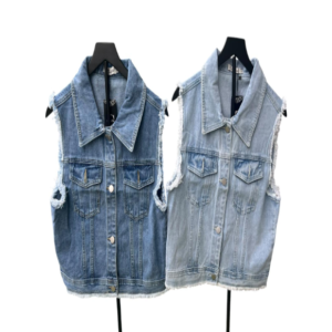 Womens Denim Vest Classic Button Down Sleeveless Jean Jackets Cropped Distressed Vest