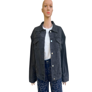 Denim Jacket With Stripe Sparkle with long sleeves.