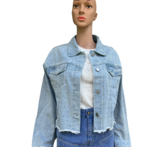 Denim Jacket With Stripe Sparkle with long sleeves.