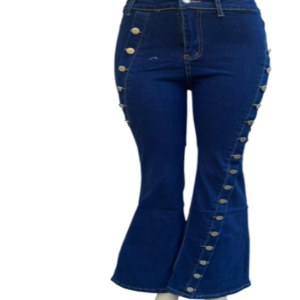 Cuyulitcik Women's High Rise Flare Jeans Stretchy Curvy Button Up Jean Wide Leg Bootcut Baggy Pants