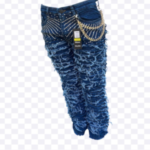 BLUE A.R.JEANZ Design with agolden chain and rhinestones for Men.